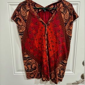 1x Lucky Flutter Tshirt - Red Indian Mandala design